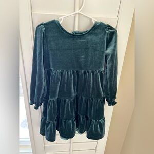 Green velvet toddler dress